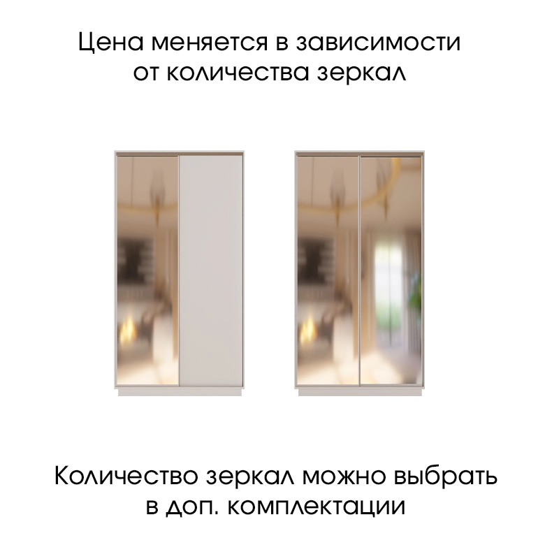 Шкаф-купе Уран Белый с зеркалом